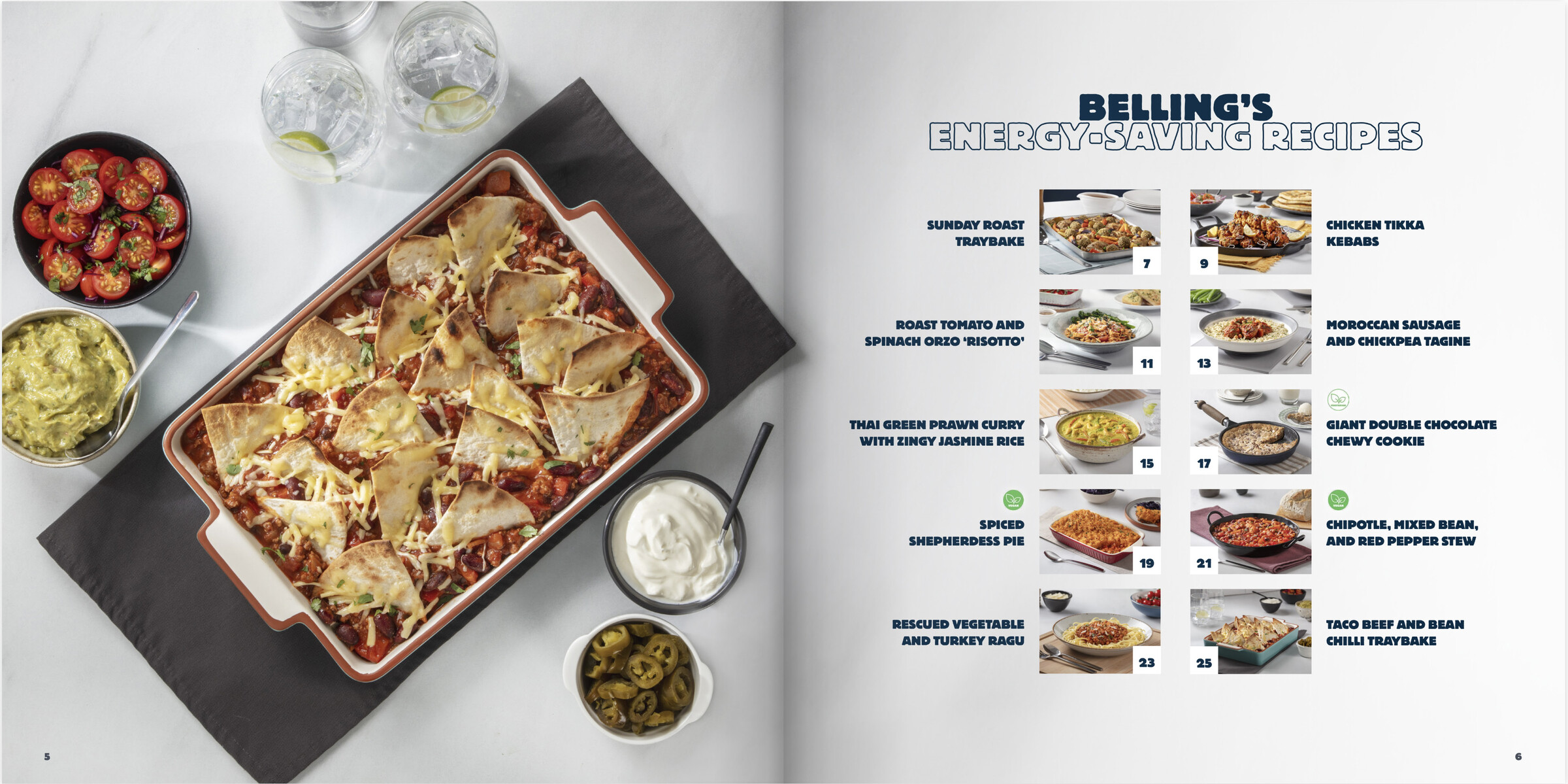 Belling Energy Saving Recipe Book contents spread