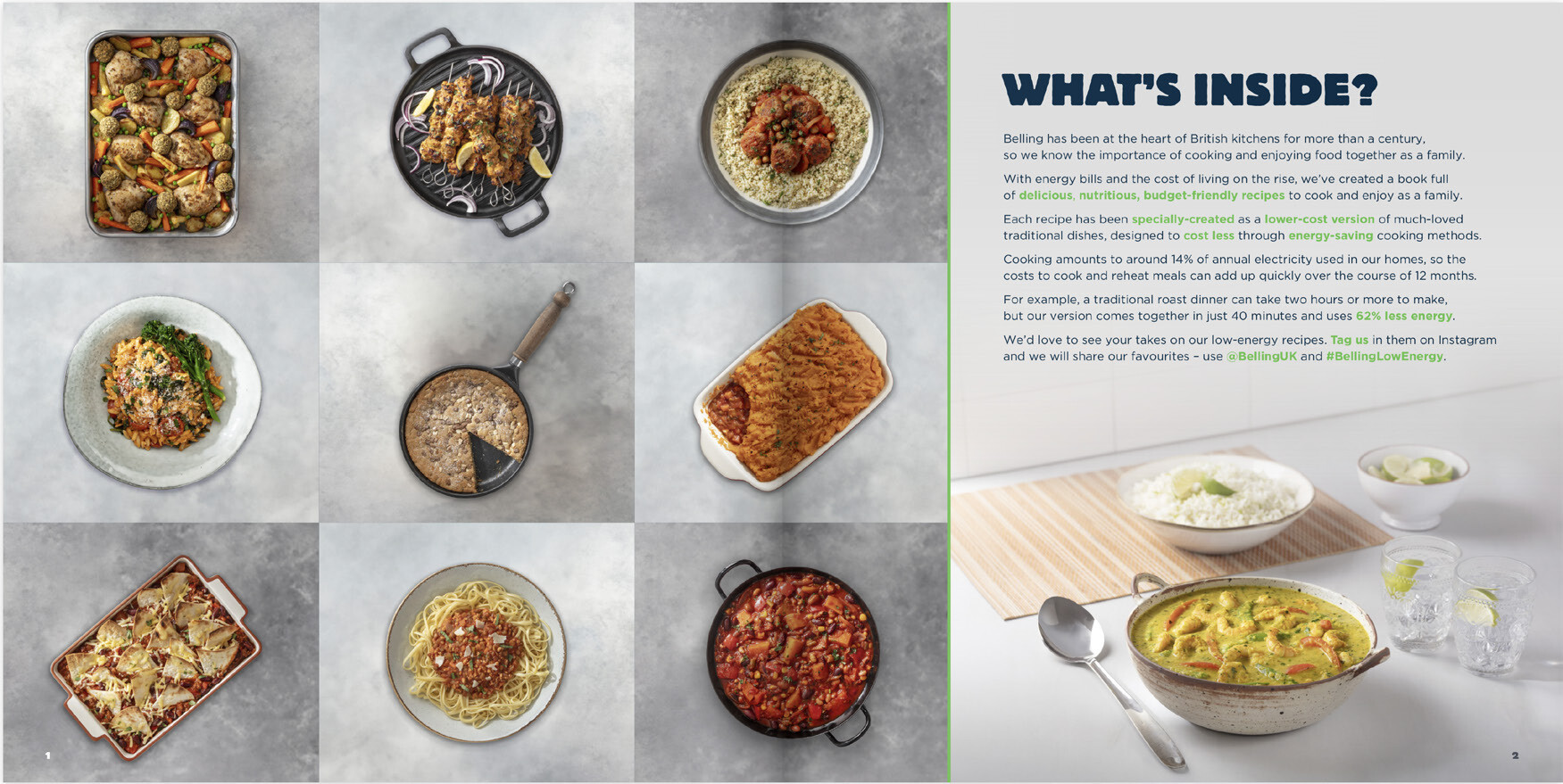What's inside spread from the Belling Energy Saving Recipe Book