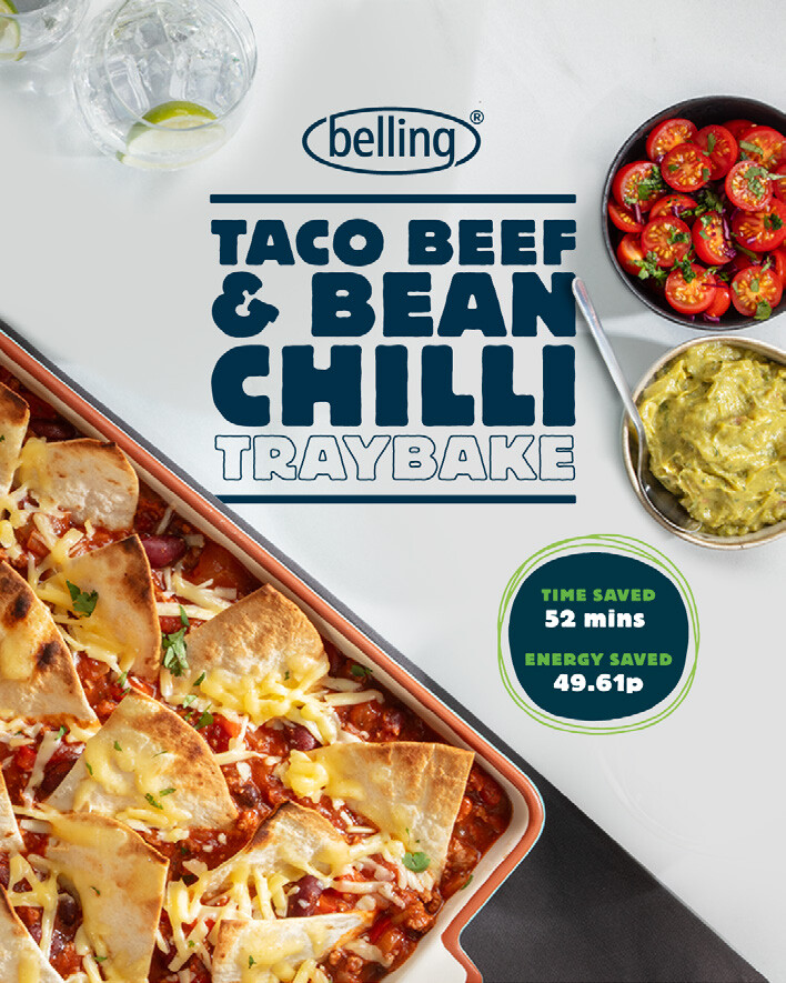 Belling taco beef and bean chilli traybake social campaign artwork