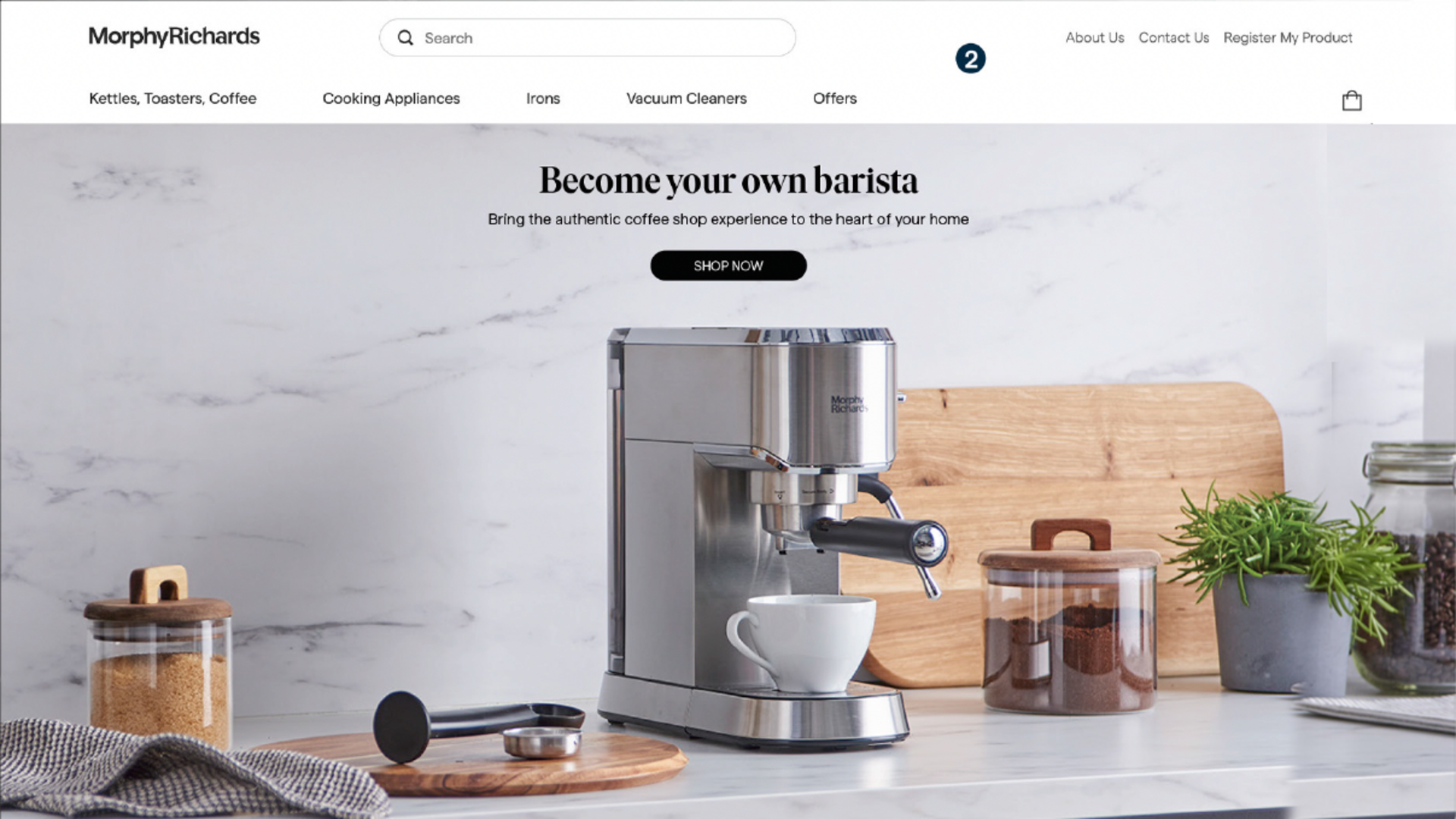 Desktop view of the Morphy Richards Compact Espresso Machine website