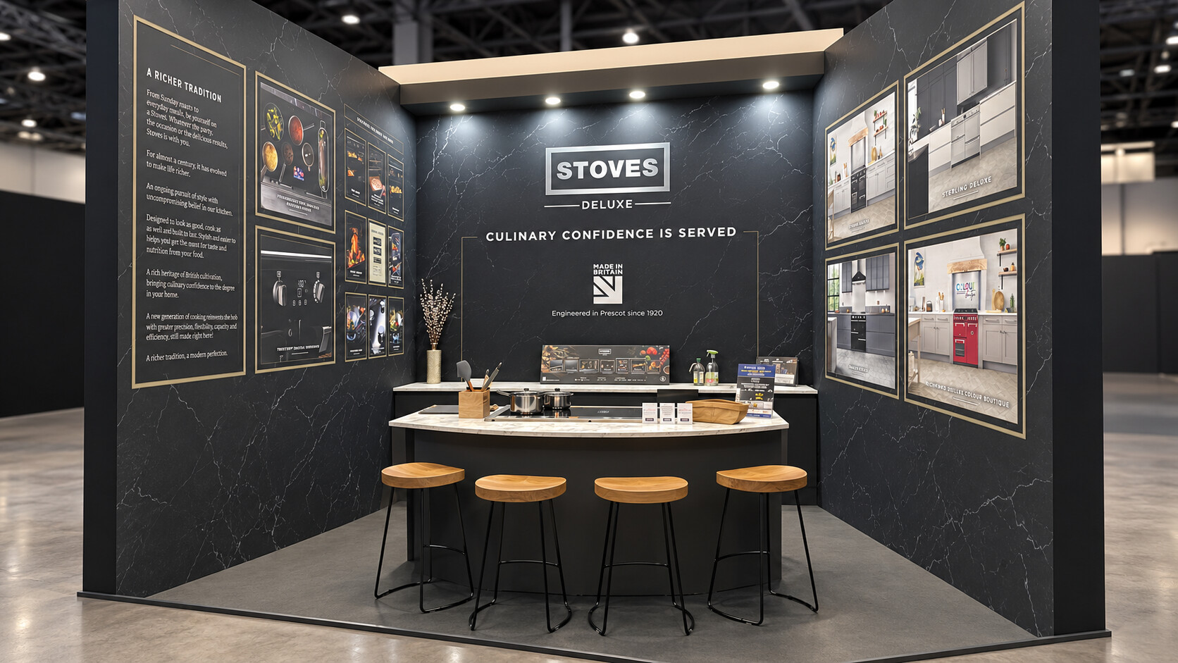 3D visual of the Stoves Deluxe exhibition space